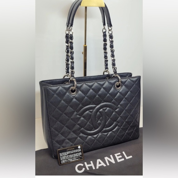 Chanel Black Caviar Leather Grand Shopping Tote Bag with dust bag series 13🔥 - Picture 1 of 9